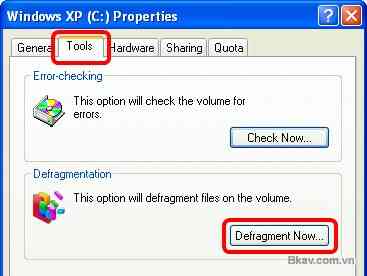 Cách chống phân mảnh cho ổ cứng Windows XP