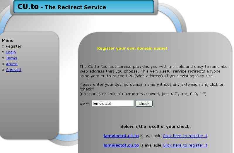 cuto1 Cách đăng ký tên miền dạng domain.cu.to