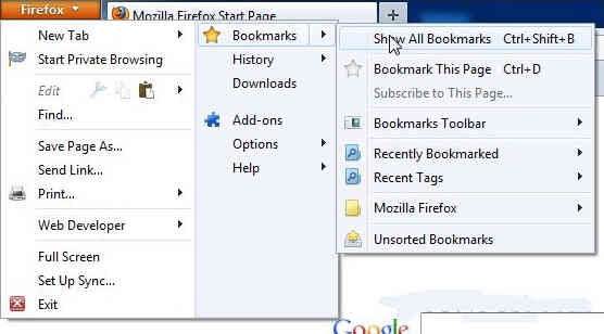 Cách khôi phục Bookmarks trên Firefox