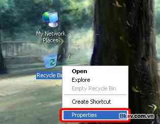 Cách thay đổi dung lượng Recycle Bin