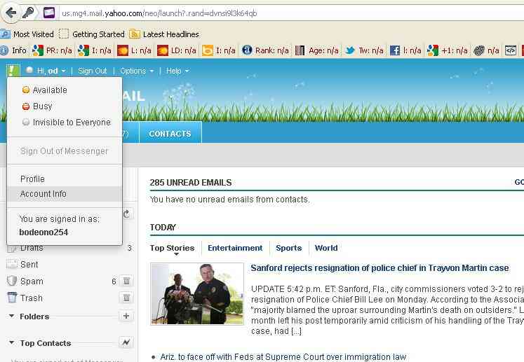 Cách thay đổi password nick chat yahoo