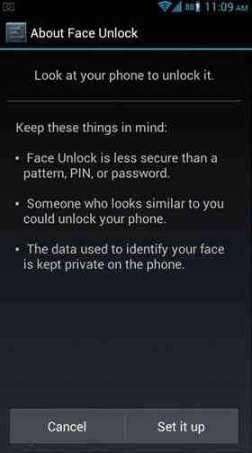Cách tìm hiểu cấu hình Face Unlock trên Android 4.0