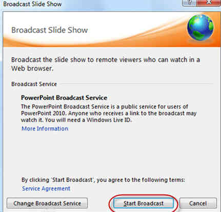 Cách trình chiếu file PowerPoint 2010 qua Internet