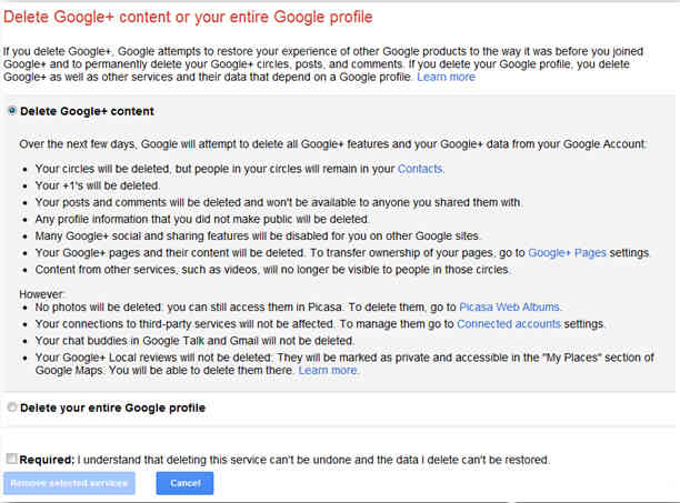 Cách xóa thông tin tiểu sử Google+