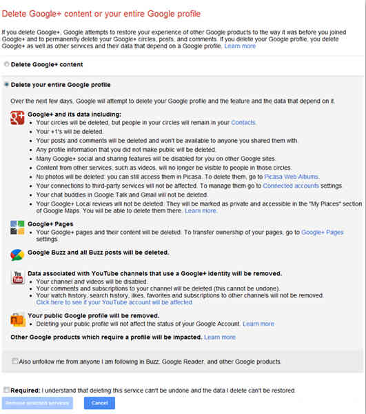 Cách xóa thông tin tiểu sử Google+